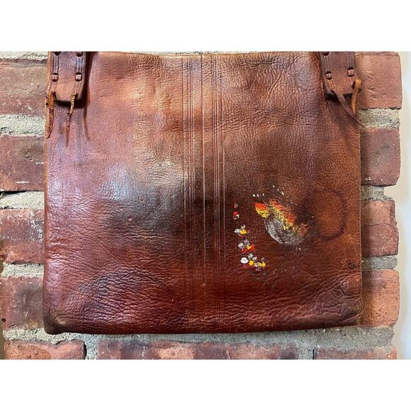 Vintage Moroccan Leather Embroidered Tooled
Crossbody bag - Picture 8 of 11